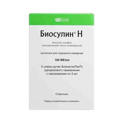 Инсулин Биосулин Н сусп. п/к введ. 100МЕ/мл 3мл картр.со шприц-ручкой БиоматикПен 2 №5